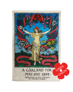 Garland for May Day 1895 linen union tea towel